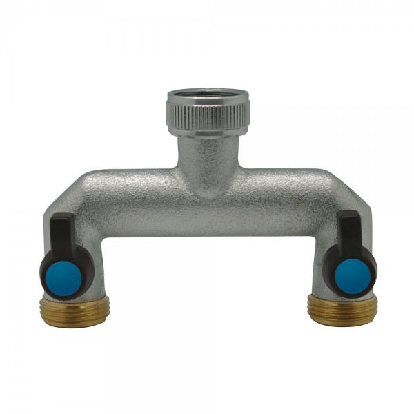 Distribuidor de 2 vías con válvulas para grifo de rosca