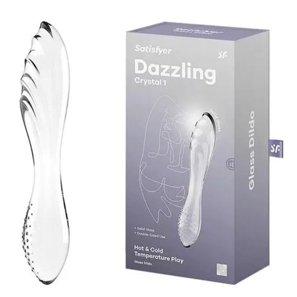 Satisfyer dazzling crystal dildo hot & cold temperature play transparente 1un