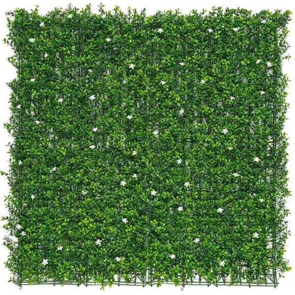 Jardín vertical color verde con flores de jazmín 50 x 50 cm, 4 uds