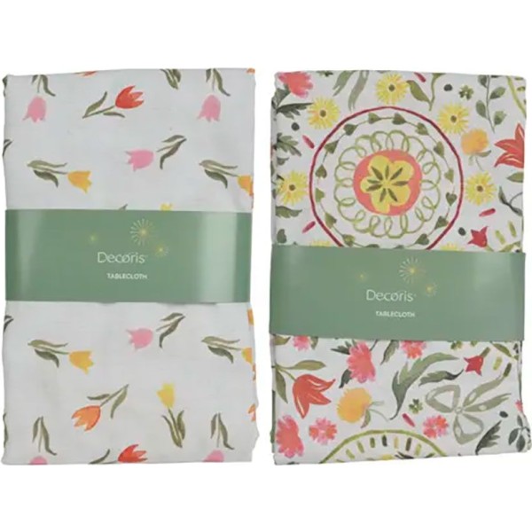 Mantel de poliéster y algodón, diseño de flores, modelos variados, 140 x 250 cm