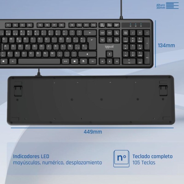 Iggual teclado usb estándar ck-office-105t negro